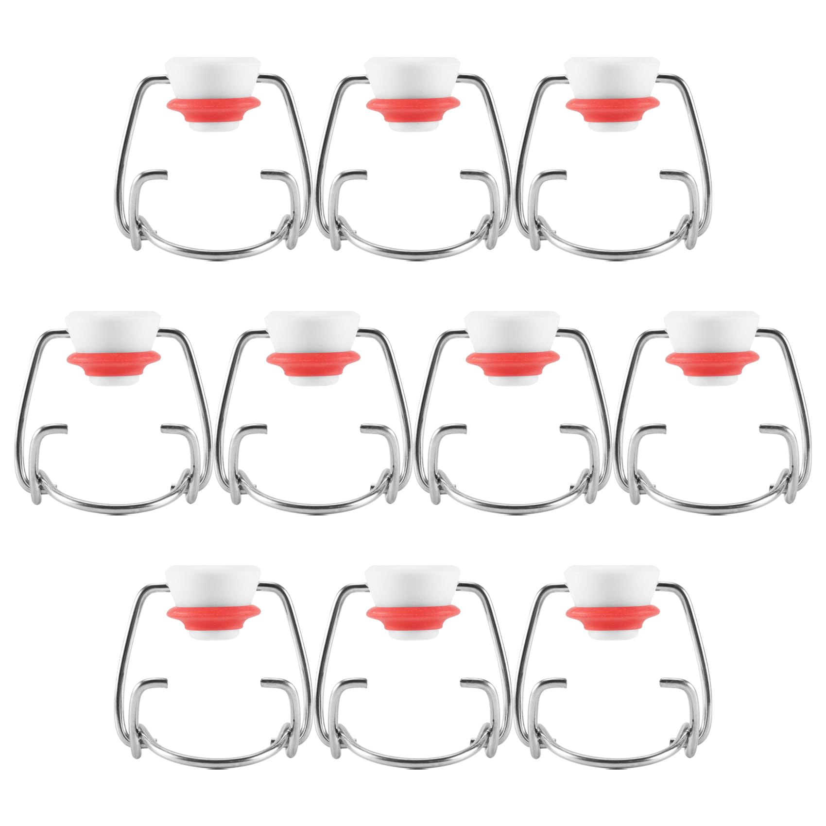 Blisfulhoks Red & White Swing Top Glass Bottle Caps Flip Beer Bottle Swing Cap For Style Beer Bottle Beer,Soda Bottles,Homebrewing 10Pcs