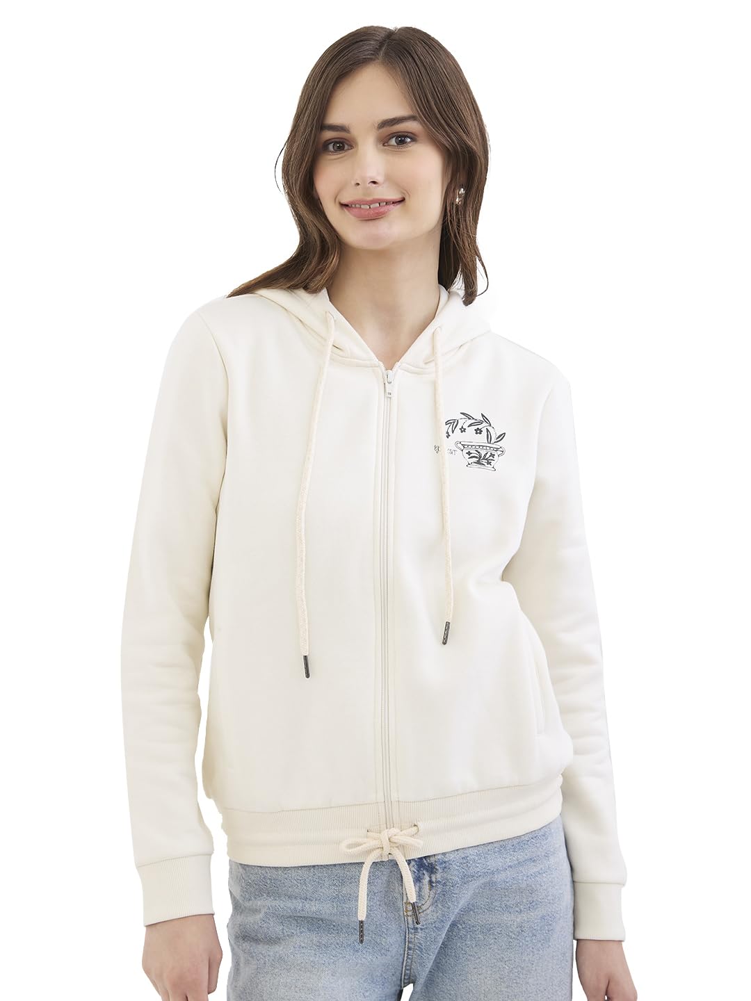 Spykar New Off White Relaxed Fit Casual Sweatshirts for Women in white