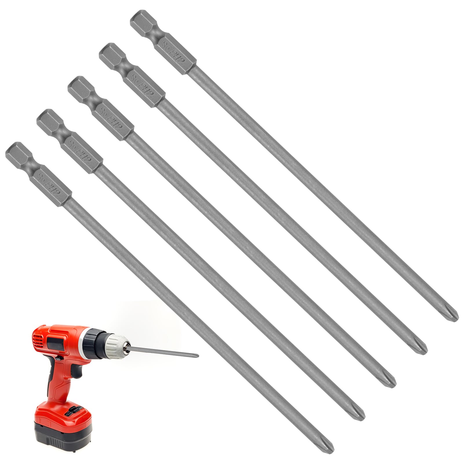 5Pcs 150mm PH2 Drywall Screwdriver Gun Bit for Makita BFR550 6843 DFR550