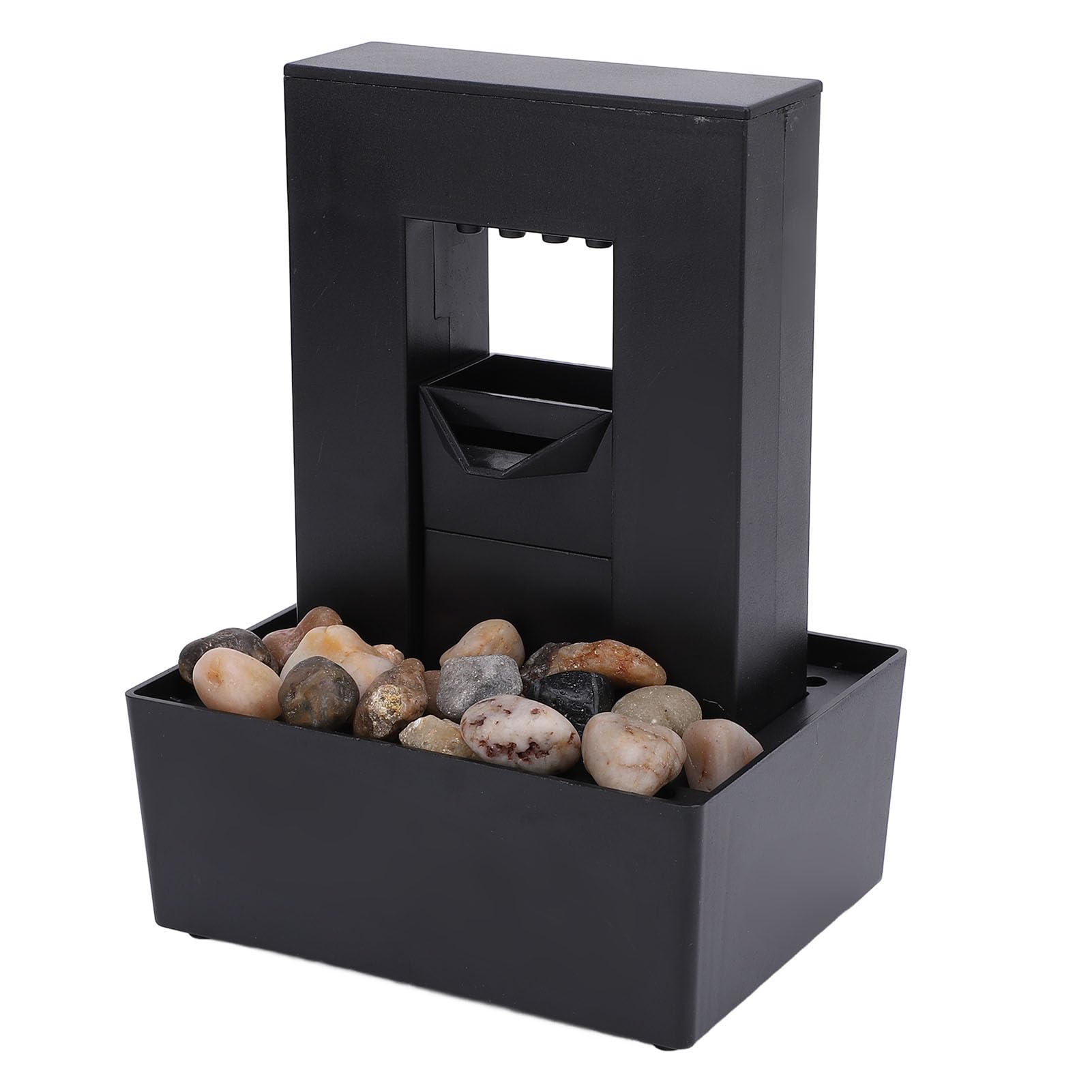 Generic Fuente Decorativa para Interiores, Fuente de Agua de Mesa con Luz LED y Guijarros Pulidos, para el Hogar, Oficina, Sala de Estar y Dormitorio