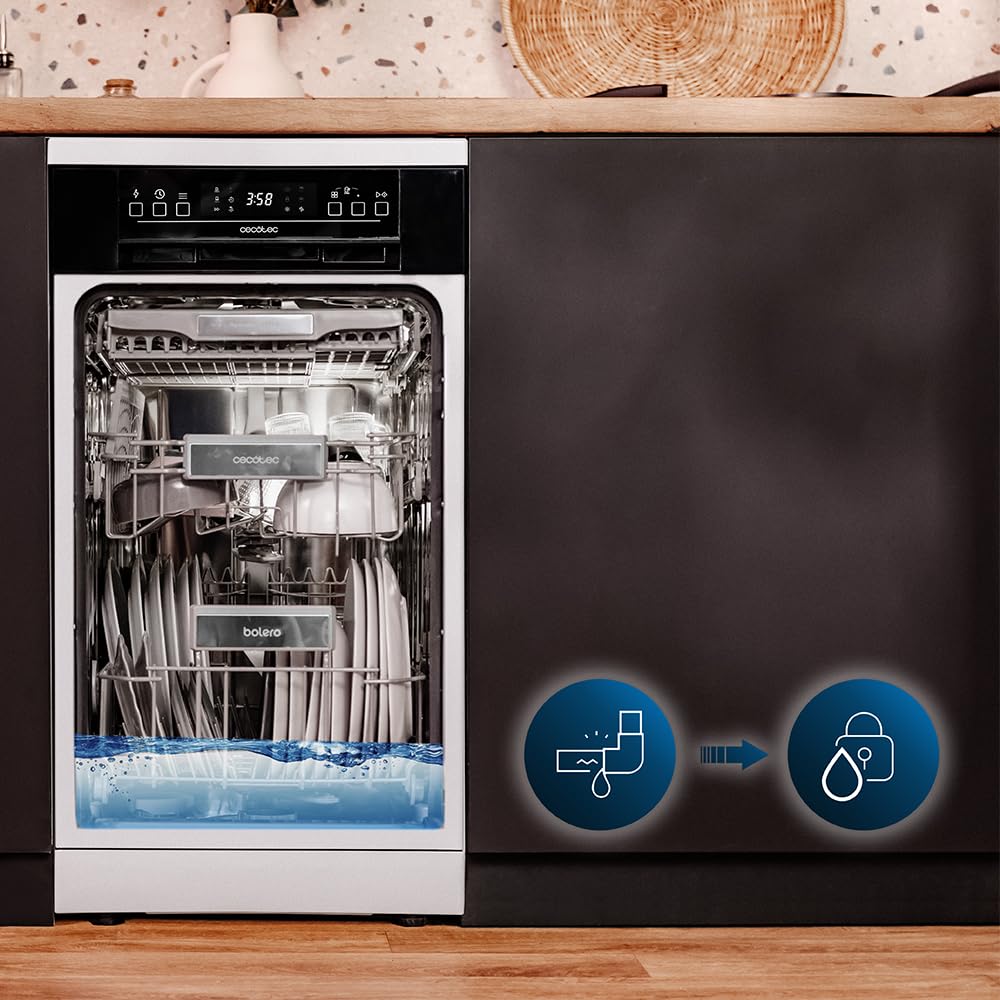 Cecotec Lave-vaisselle Indépendant 45 cm Bolero Aguazero 4201 E, 11 Couverts, 6 Programmes, Dual Zone Wash, Départ Différé 24h, AquaStop Électronique