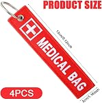 4PCS Medical Alert Bag Tag Double-Sided Medical Equipment Red Keychains Label Reusable Durable Luggage ID Tags for Backpacks Purse Travel