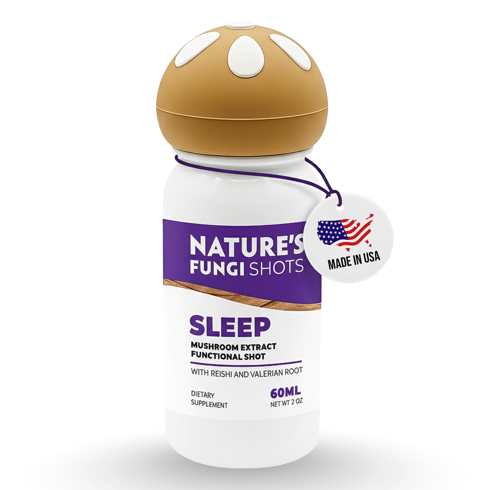NATURES FUNGI Functional Mushroom Sleep Shot 60ml 2oz Vegan Non-GMO Supplement Drink for Relaxation Rest Reishi Valerian Root