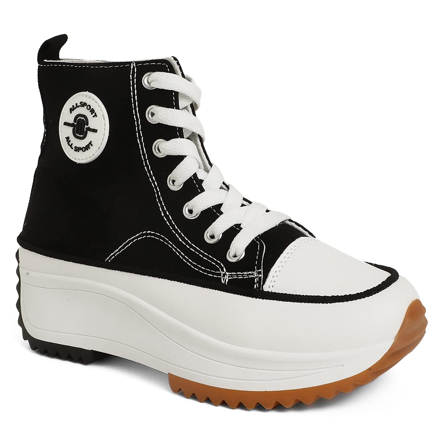 MOZAFIAWomen’s High Ankle Canvas Sneakers – Trendy, Stylish, Comfortable, Lightweight, Durable, Casual Lace-Up Shoes for Walking, Travel & Everyday Wear