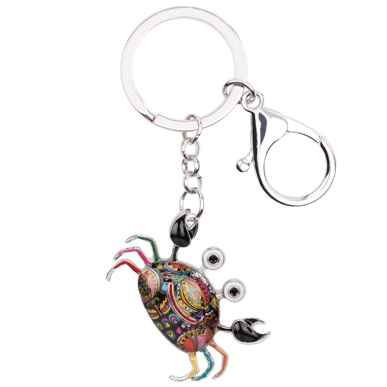 Weveni Women's Grey Metal Alloy Crab Key Chain Ring Fashion Ocean Jewelry For Handbag Bag Charm Keychain Accessories (Black)