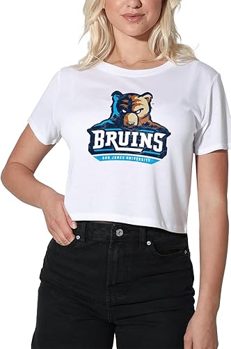 Colección oficial de camisetas cortas con logotipo primario desgastado universitario para mujer, color blanco