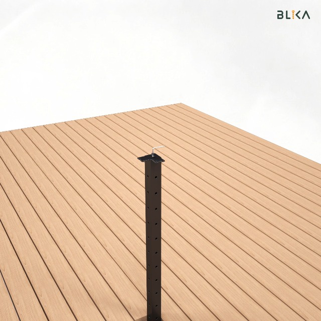 Image of BLIKA 4FT-10FT Complete Set 36 inch Side Mount Cable Railing Post Kits, Fascia Mount Deck Posts, Black Swageless Cable Railing System Include 2 Level Posts, 150FT 1 /8 inch Stainless Cable(No Handrail)