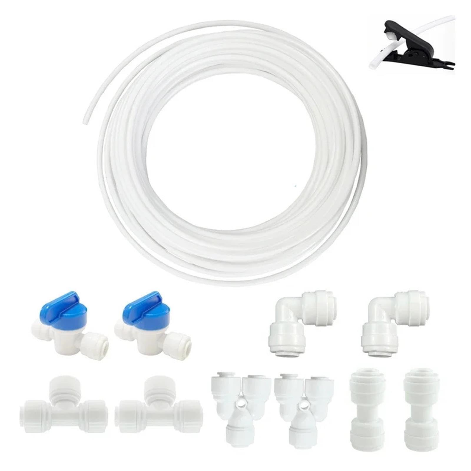 Wasserversorgungsschlauch Und Inline-Absperrventil, Wasserrohr-Kühlschrank-Verbindungsset For Filtersystem-Rohrverschraubung, 10–20 M(20M)