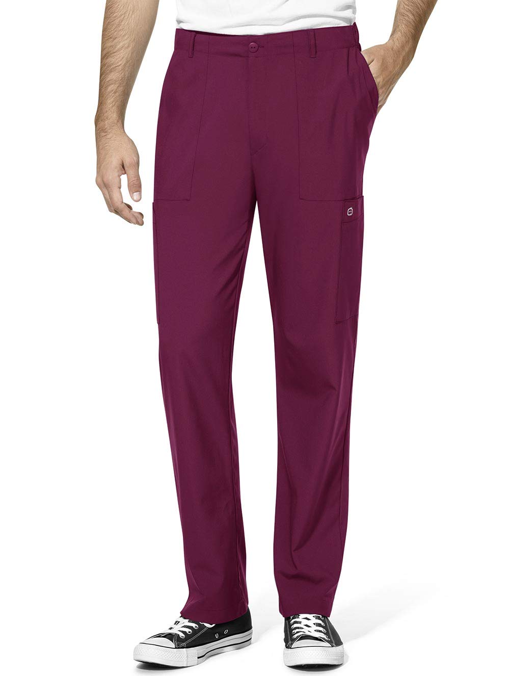 Wink W123 Men's Flat Front Cargo Scrub Pant, Wine, S TAL