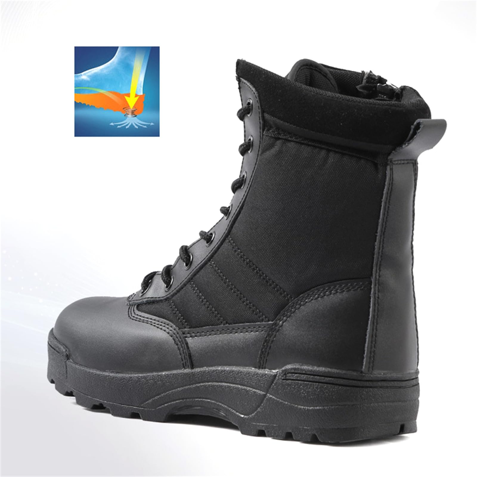 JiuQing Botas Militares Tácticas Hombre Botas De Trabajo Al Aire Libre Cremallera Lateral con Cordones para Motocicleta Desierto