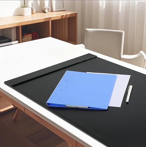 Miniatura 3 de Protector de escritorio de cuero de 30 x 18 pulgadas con rieles laterales para escritura, protector de escritorio ejecutivo para oficina, hogar,