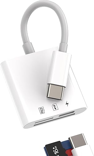 Adaptador de carga para lector de tarjetas micro SD USB C (3 en 1), puerto tipo C, cámaras de unidad flash compacta, memoria TF compatible con