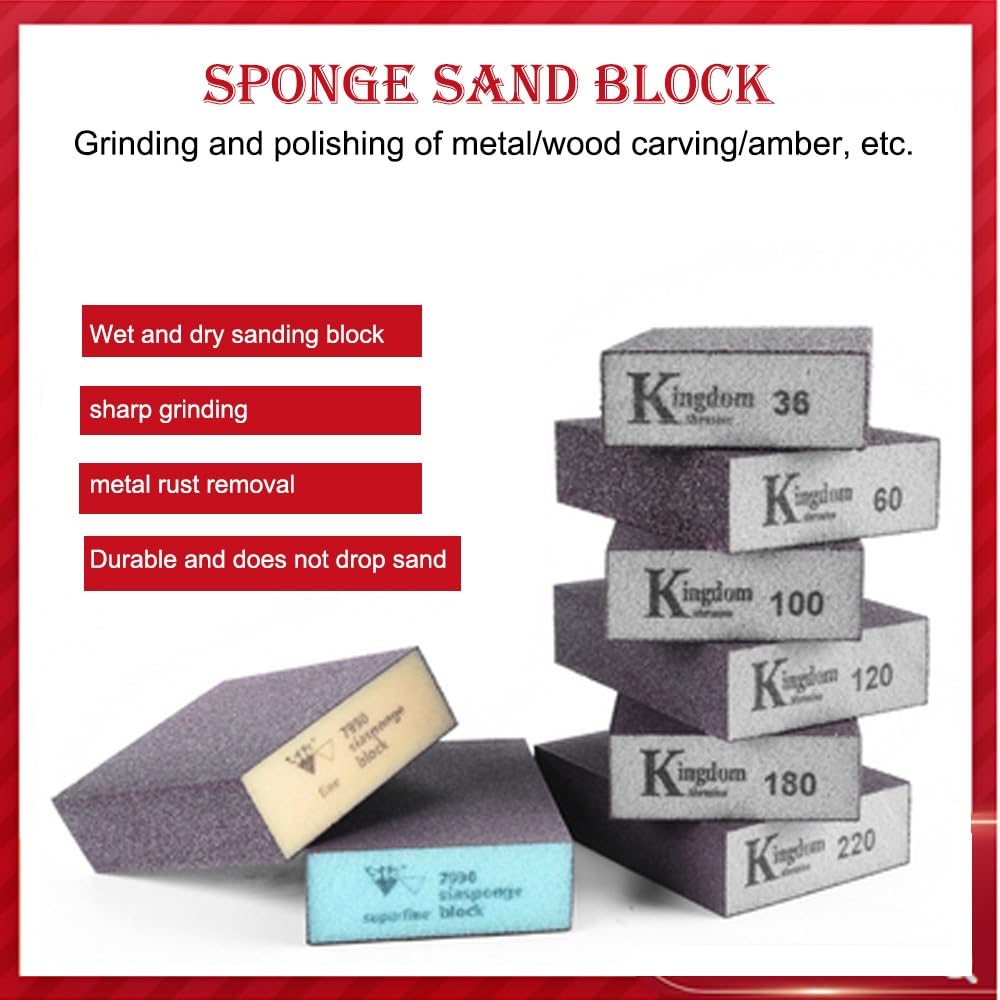 Spugne abrasive, Sabbia ad angolo. Blocco da 10 pezzi Wet Dry grana 60/100/120 lavabile riutilizzabile
