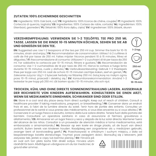 Alpi Nature Eichenrinde 500g, Eichenrinde geschnitten, Kräutertee, Eichenrindentee, Tee lose