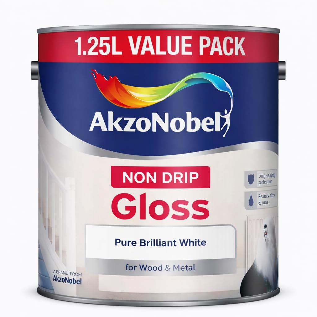 Axpower Inspirational Technology Empowering People White Non Drip Gloss Paint – Brilliant 1.25 Litre Tin, Smooth High Gloss Finish For Doors, Skirting Boards, Trim, Radiators And Furniture