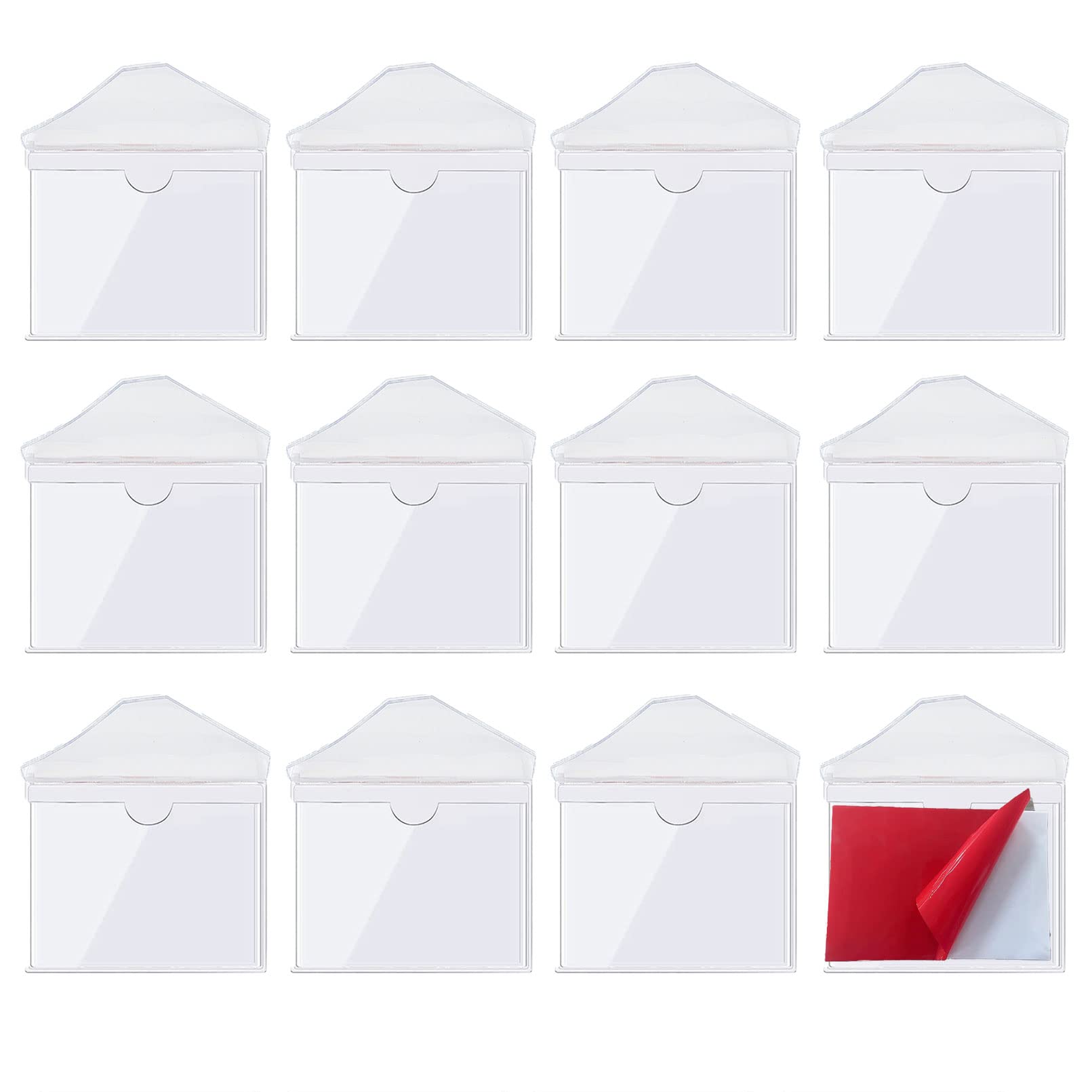 Samoprzylepne kieszenie na karty z kieszeniami na pokrywę i przezroczystym segregatorem etui na etykiety do organizowania i ochrony etykiet, wizytówek, zdjęć (wymiary: 13 x 10,8 + 7 cm)