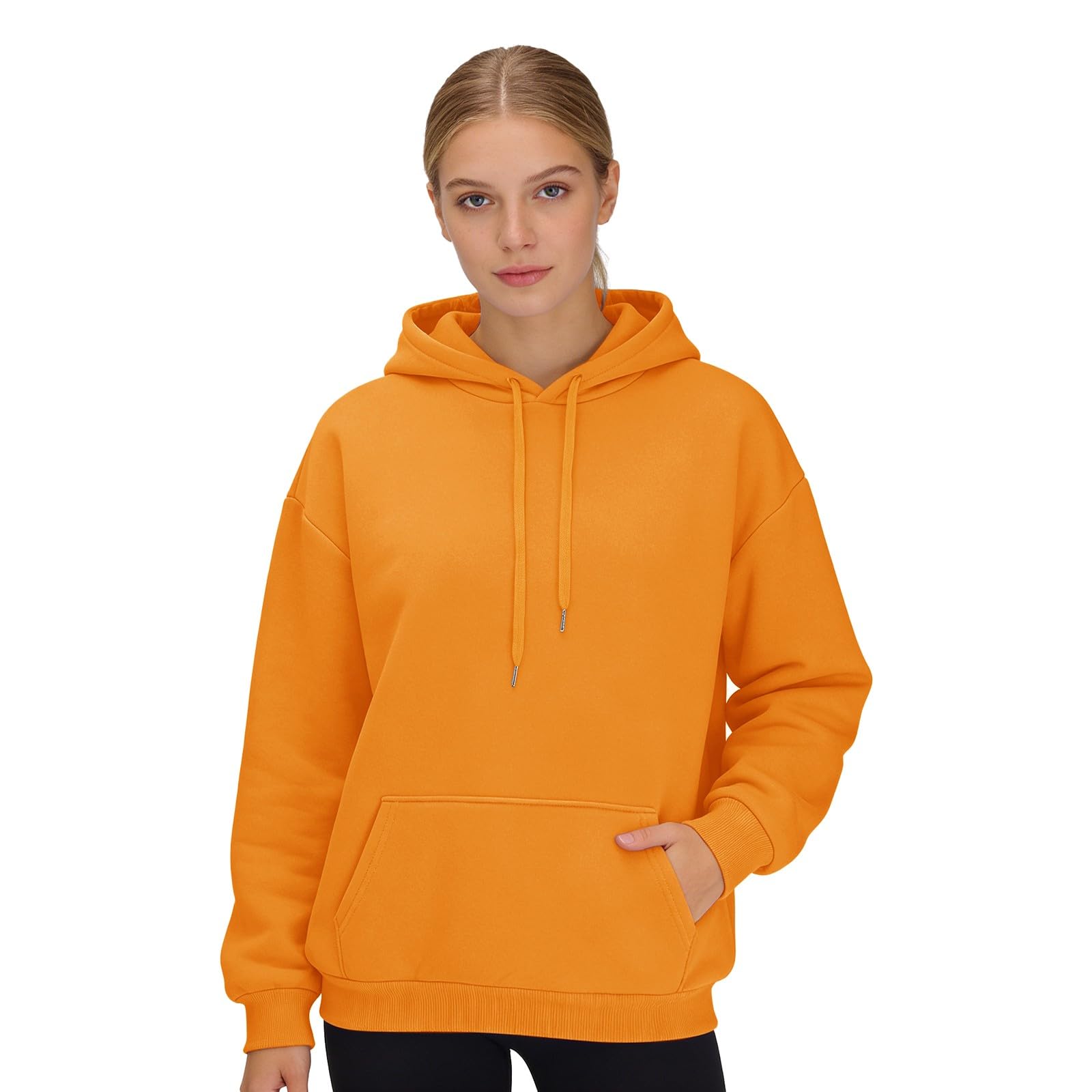 Sudaderas con capucha corta de color liso forrada para otoño invierno 8