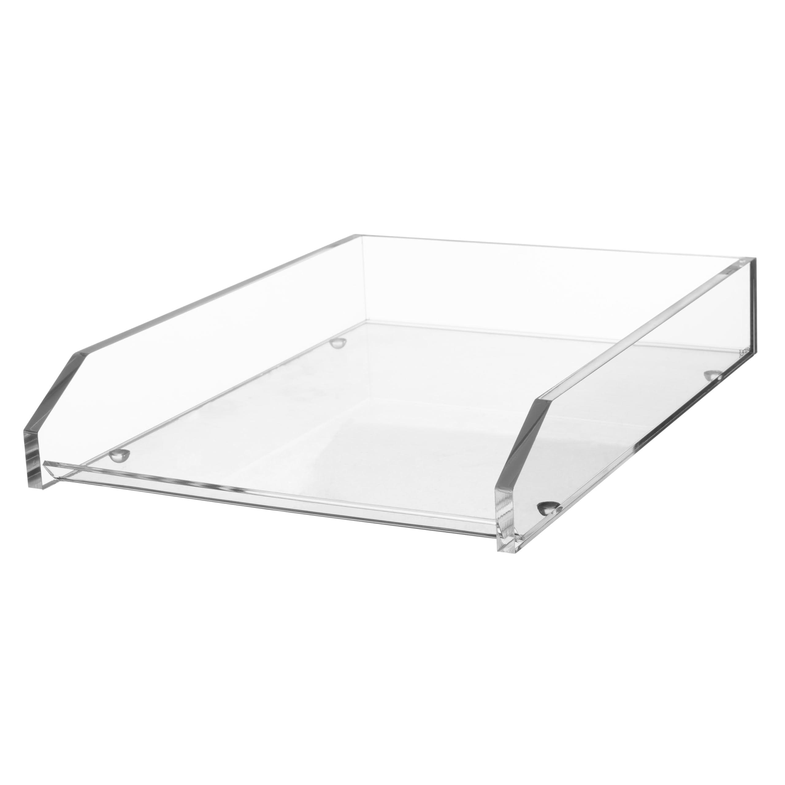 Kantek Przezroczysta akrylowa duża taca na listy, organizer na biurko z możliwością układania w stos, ładowanie od przodu, 27 x 35 x 6 cm, antypoślizgowe nóżki, organizer biurowy, akcesoria biurkowe
