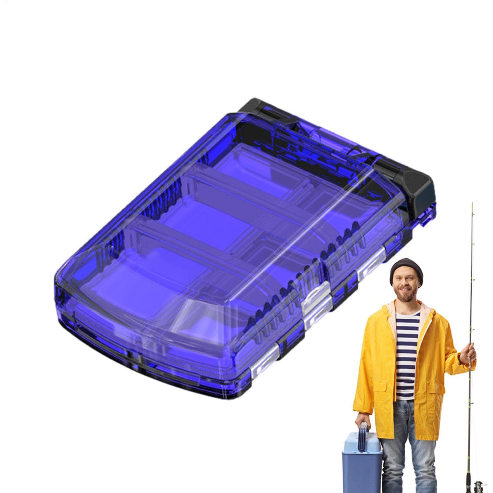 Wscwl Fishing Tackle Lure Baits Box - Bait Box Lure Box with 6 Compartment | Fishing Storage with Dividers and Built-in Rubber Strap for Father's Day