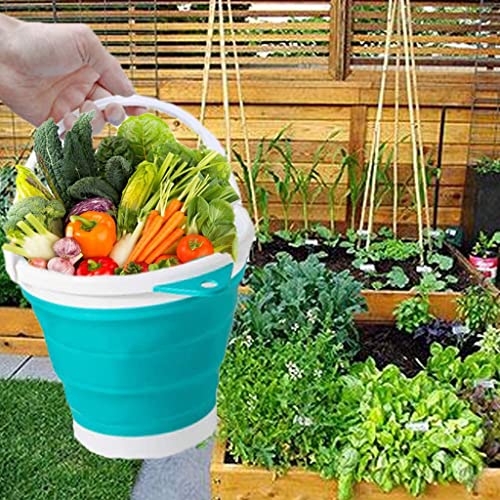 Secchio pieghevole in plastica portatile con manico per pulizia, pesca, campeggio, giardinaggio, capacità 10 l