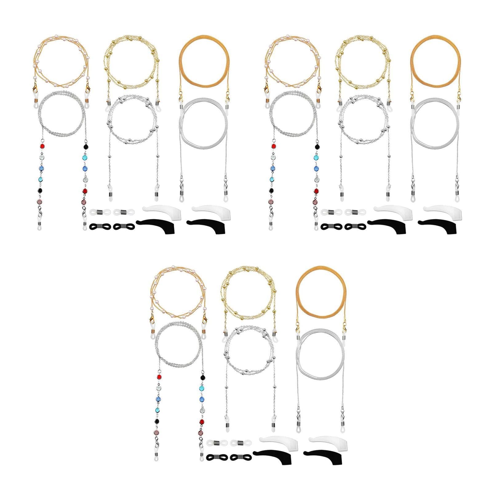 Healeved Brillen Verlust Kette Teiliges Set Verstellbare Brillenbänder Robustem Elegantes Design für Brillen Sonnenbrillen und Lesebrillen