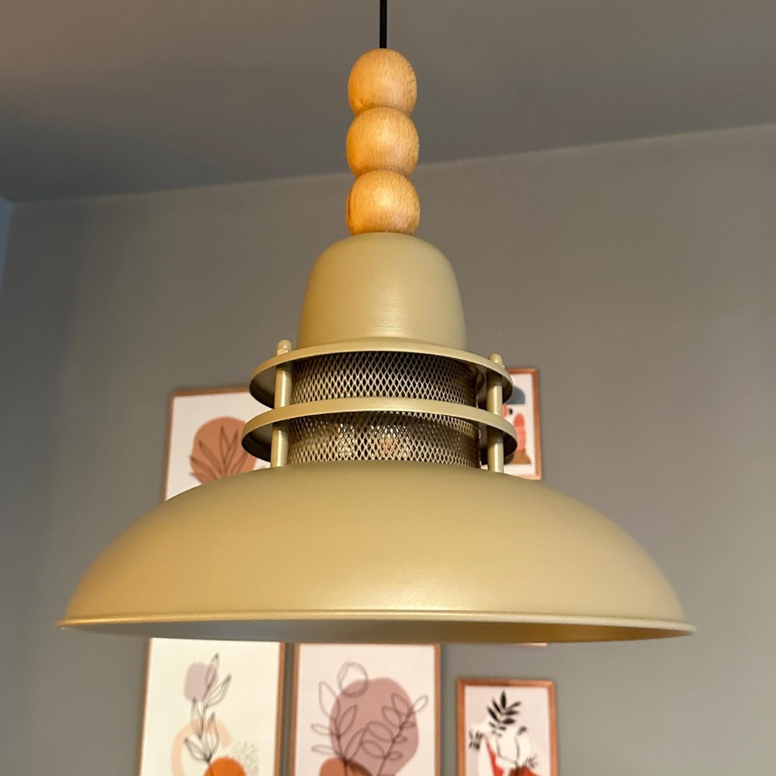 bamyum Torchia Industrial Lighting Hanging Lamp, 34 cm Living Room Chandelier, Metal Kitchen Chandelier, Vintage Bedroom, Dining Room, Hallway Light, Industrial Hanging Lamp, Beige