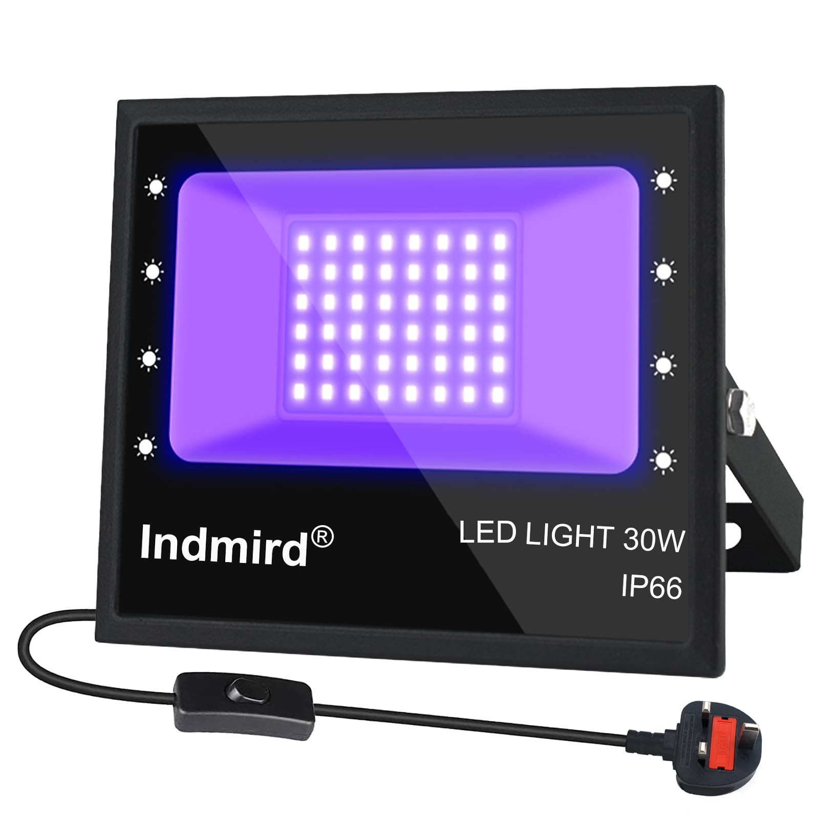 UV LED Black Light, 395nm 30W UV LED Floodlight, IP66 Waterproof Spotlight Ultraviolet Blacklight Stage Lamp for Aquarium, Indoor or Outdoor Party Supplies, Halloween Decorations