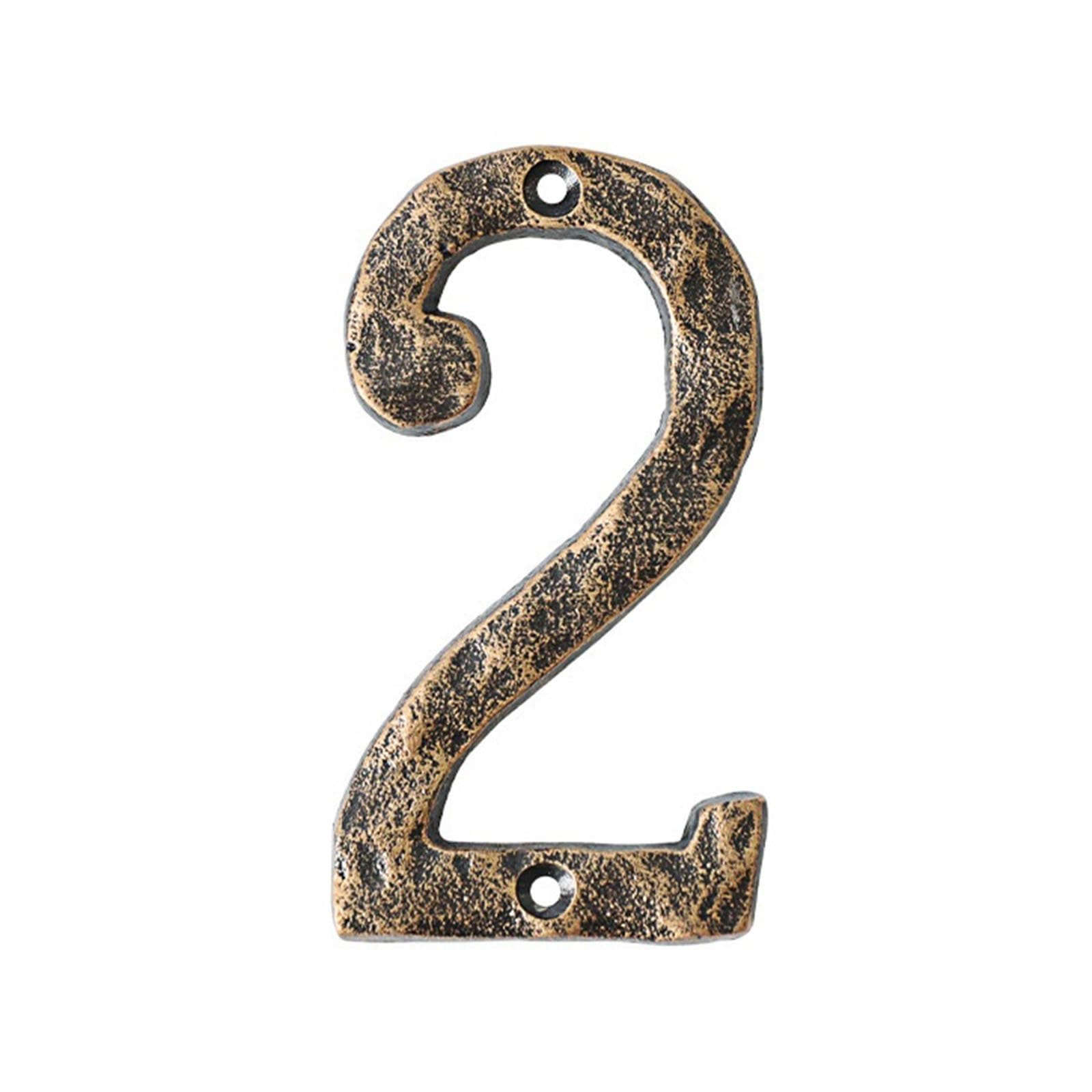 5.5 Inch House Numbers with Screws Modern Metal Door Number Bronze Cast Iron Address Numbers Sign, for Outside Mailbox Apartment Yard Room Post Street Hotel Outdoor Garden(2)