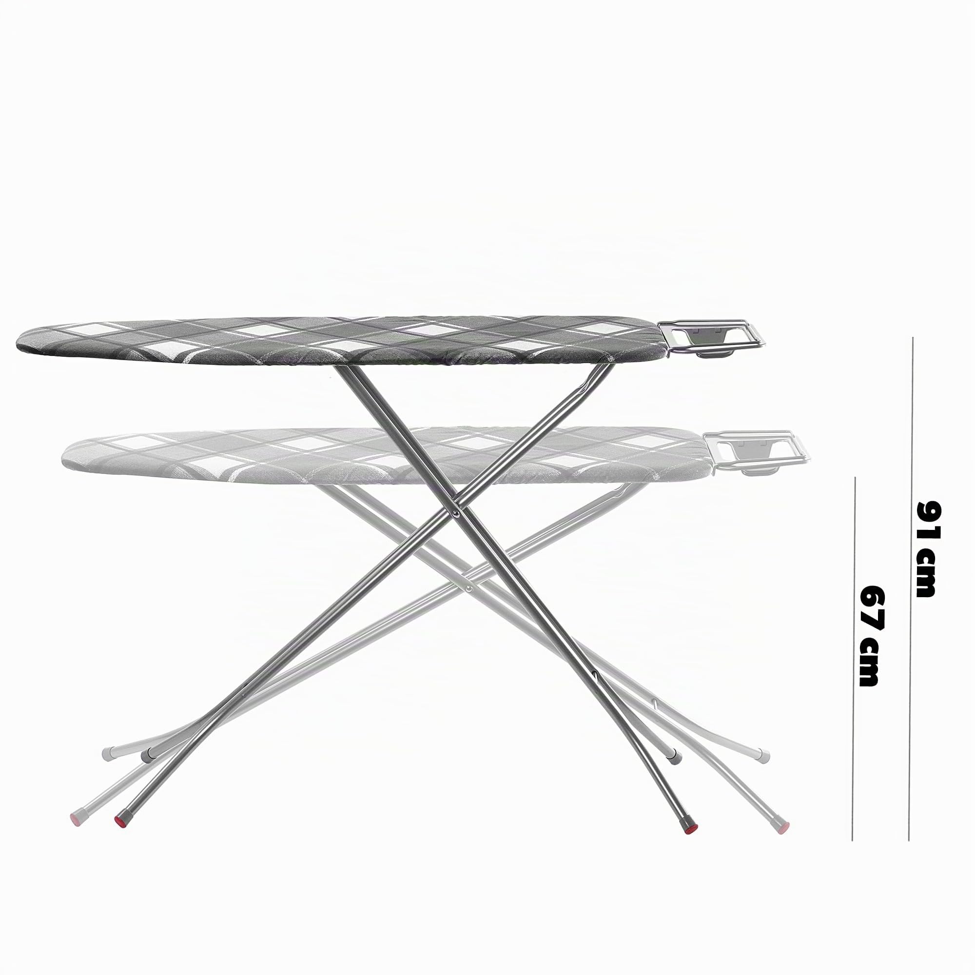 KADAX großes Bügelbrett 120x38cm - Stabiler Bügeltisch für Dampfbügelstation, klappbar, höhenverstellbar, mit Metallgitter, mit hitzebeständiger Bügeleisenablage