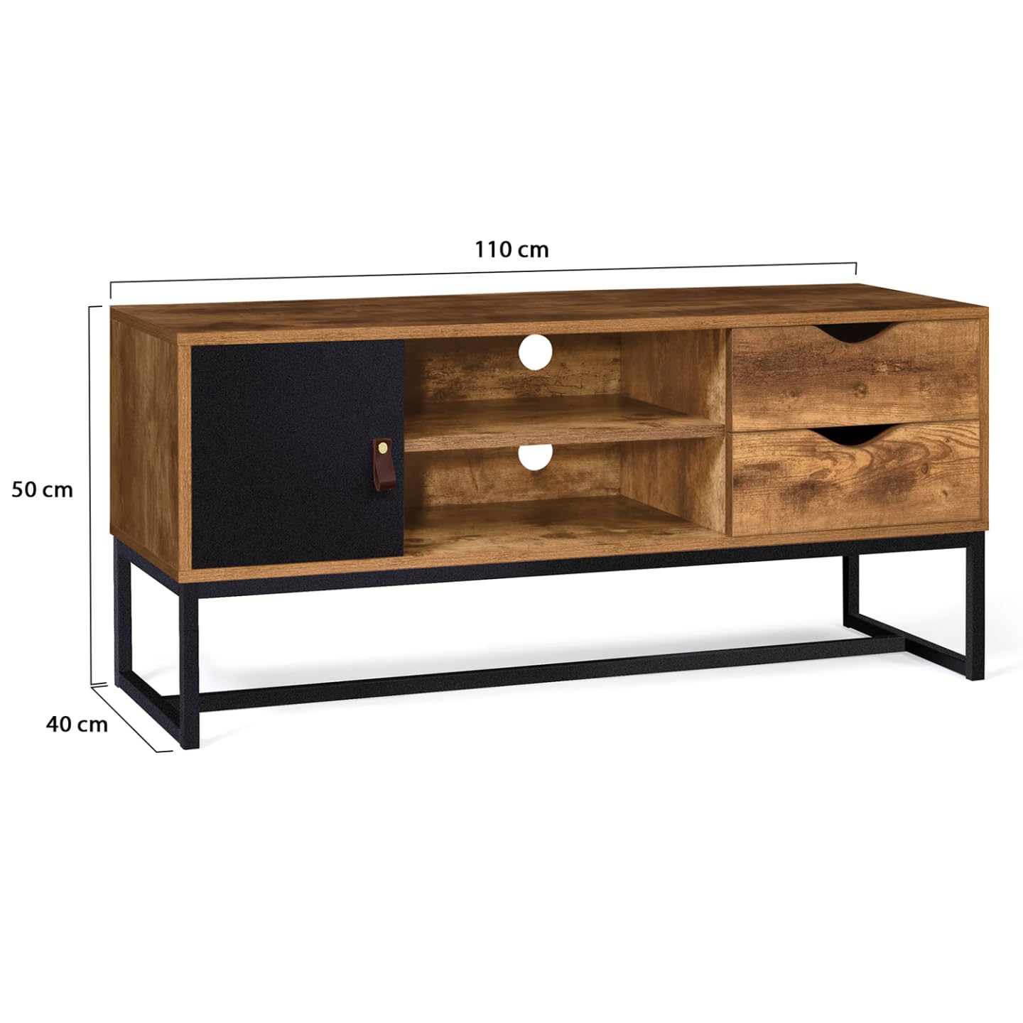 IDMarket - Meuble TV 110 cm Chicago 2 tiroirs Design Industriel