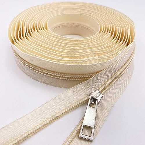 Miniatura 9 de Rollo de cremallera por yarda #5 a granel de 10 yardas de nailon con 10 deslizadores plateados y 10 deslizadores coloridos para proyectos de