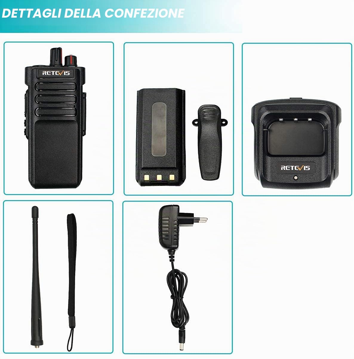 Retevis RT29 Walkie Talkie Lungo Raggio, Professionali Ricetrasmittenti Portatile con 3200 mAh, 16 Canali CTCSS/DCS VOX Ricaricabili Walkie-Talkie per Caccia, Sicurezza (Nero, 2 Pezzi) | 3200 mAh, 16 Canali CTCSS DCS VOX Ricaricabili Walkie-Talkie per Cac