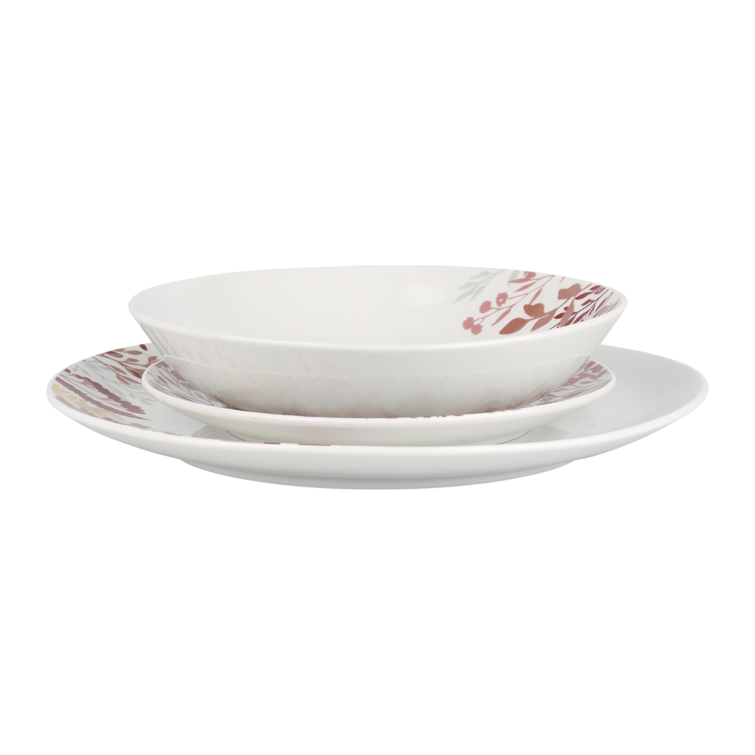 Delys 545957 Service de Table en Porcelaine de 18 pièces pour 6 Personnes - Assiettes Plates, Assiettes Creuses, Assiettes à Dessert - Décor Champêtre NEOBOUDOIR