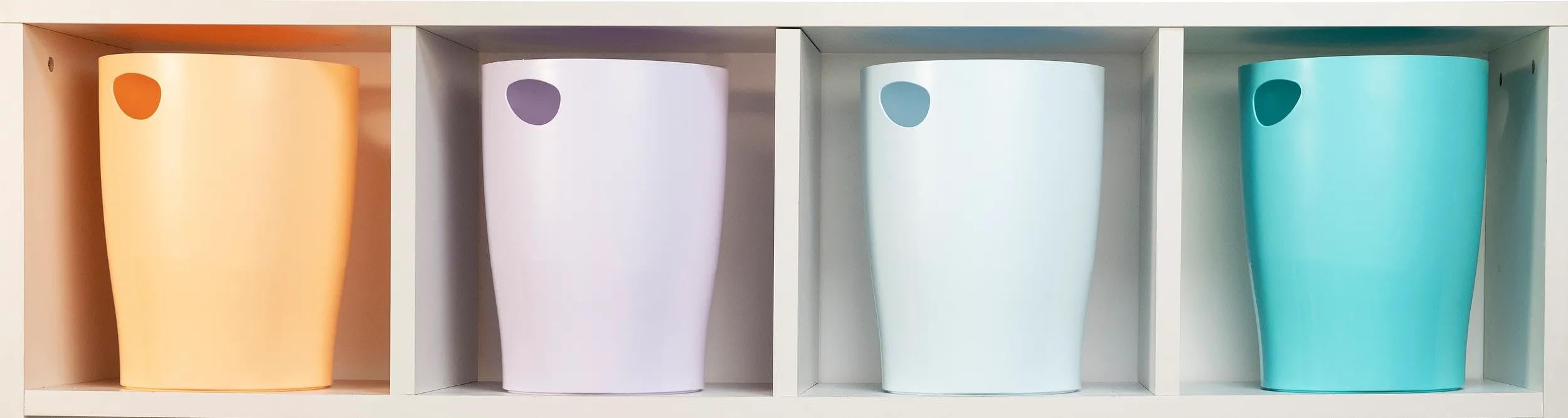 EXACOMPTA - Rif. 45364D - Cartone da 8 cestini per carta con manici ECOBIN acquerello, grande capacità 15 litri, dimensioni 26,3 x 26,3 x 33,5 cm, per ufficio o casa, colore: Viola