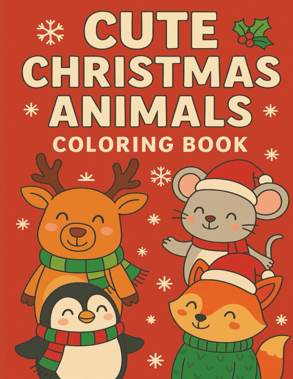 Cute Christmas Animals Coloring Book: Fun and Simple Holiday Animal Designs for Creative Kids