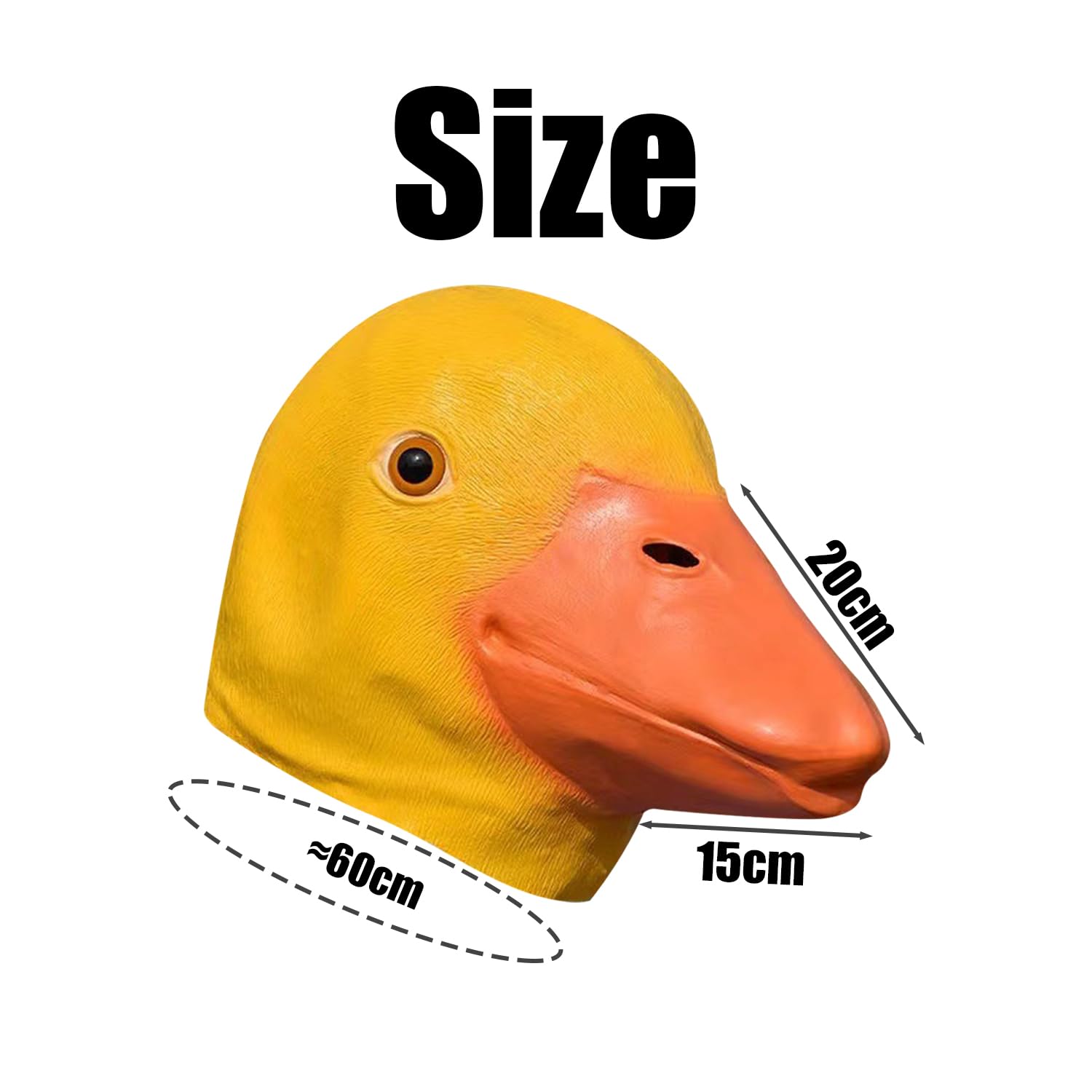 WUFGWBD 1 Piece Duck Head Hood, Yellow Duck Mask Cover, Soft Latex Hood, Funny Animal Mask, Holiday Party Prop Decoration - Image 2