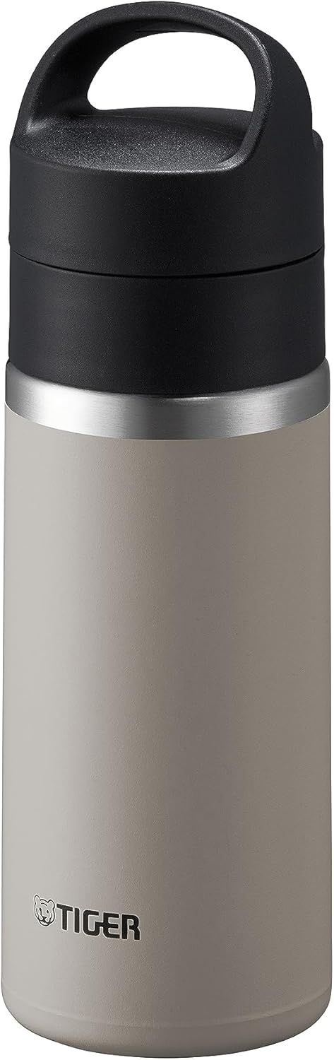 TIGER MKB-T036WK Water Bottle, 12.2 fl oz (360 ml), Vacuum Insulated Carbonated Bottle, Stainless Steel, Beer OK, Handle Holder, Portable, Compact, White