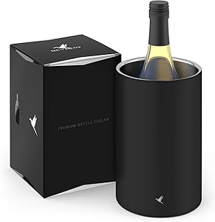 beyond Flaschenkühler für Wein, Champagner und Sekt Flaschen I Doppelwandiger Edelstahl Sektkühler - Weinkühler, Getränkekühler ideal für Lange Outdoor Weinabende im Garten (Edelstahl schwarz)