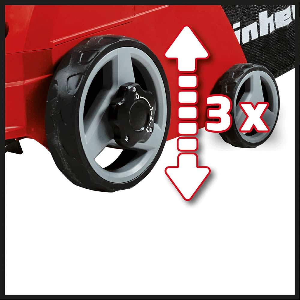 Einhell - Escarificador y aireador eléctrico para césped, 1200 W, 28 L, Cable de 10 m, 3 Profundidades de Trabajo, escarificador y aireador cambiables - GC-SA 1231/1 rastrillo de eliminación para