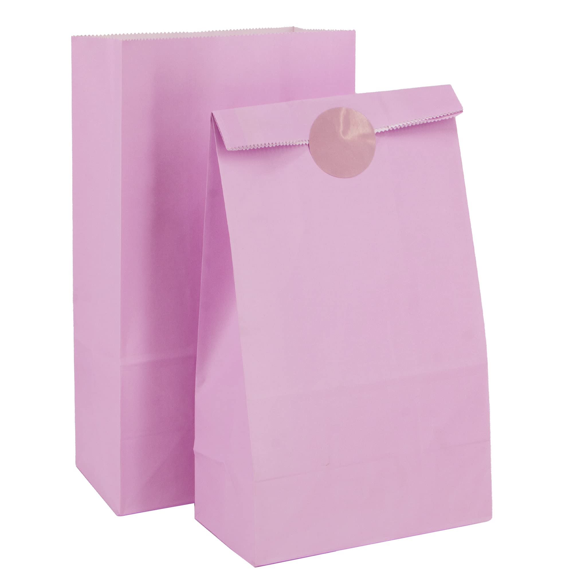 Time to Sparkle 20PCS Party Bag Kraft Paper with 24 Stickers Kids Party Gift Sweet Bags for Class Party Favors Girls Boys Birthday Wedding Christmas Halloween, 130X80X240mm, Lilac