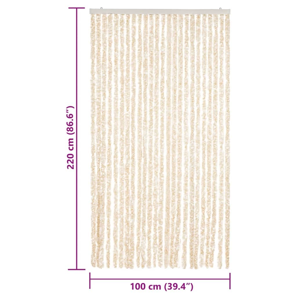 Hothingwell Zasłona przeciw muchom szenilowa 100 x 220 cm beżowo-biała