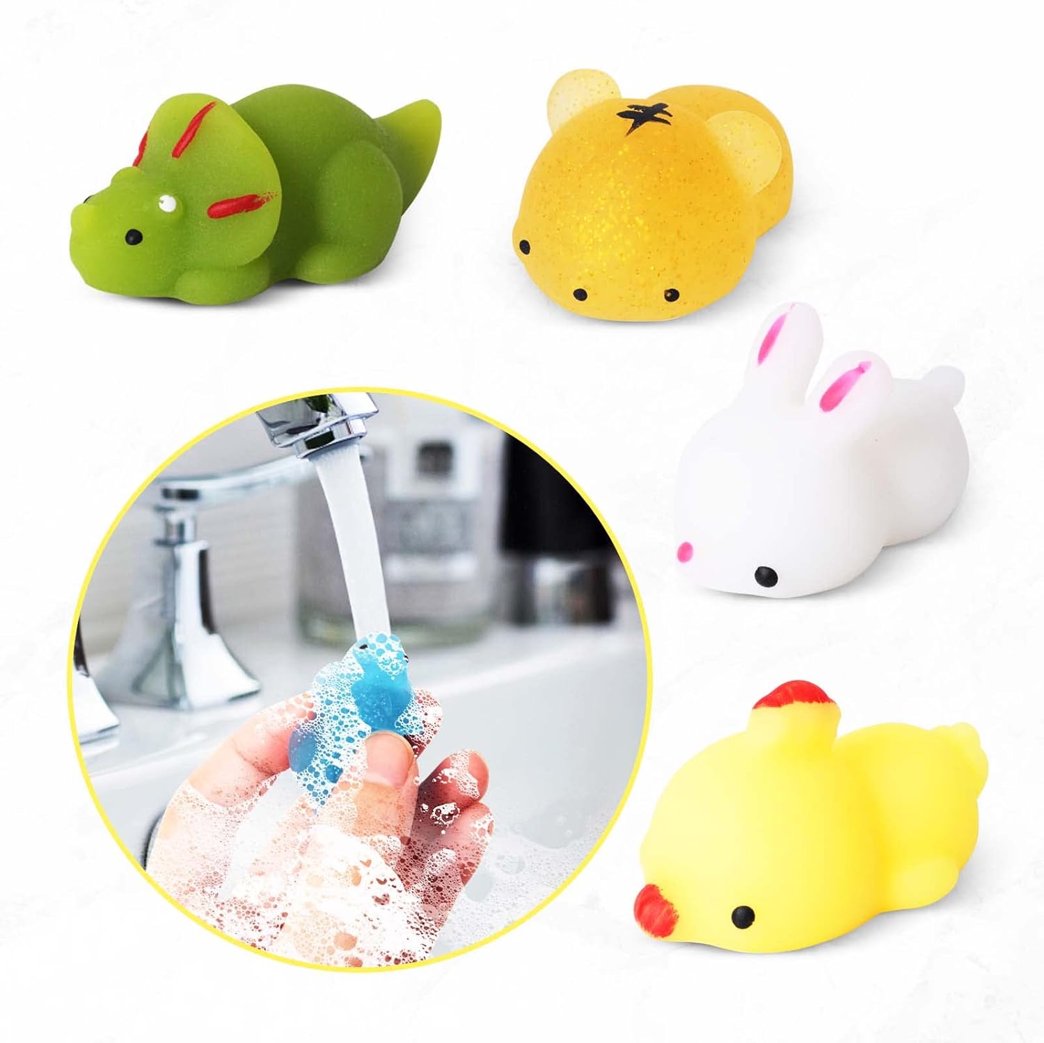 24PCS Easter Basket Stuffers with Squishy Toys, Prefilled Easter Eggs with Glitter Mini Soft Animals for Easter Theme Party Favor, Easter Eggs Hunt, Basket Filler.