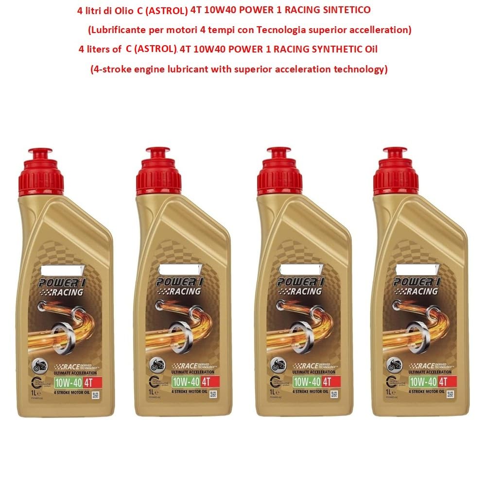 Kit de revisión para moto compatible con 1583 FLSTC Heritage Softtail Class. Kit de mantenimiento para moto. 4 litros de aceite Castrol 10W40 4T Power 1 Racing sintético + filtro de aceite para