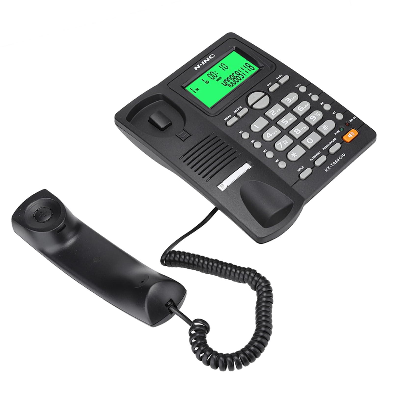 Telefono Fisso con Cavo, KX-T880C Telefono Fisso da Tavolo Senza Batteria Funzione di Visualizzazione 'ID Chiamante Muto Telefono Cablato Portatile per Casa, Hotel, Ufficio, Chiamate(Nero)
