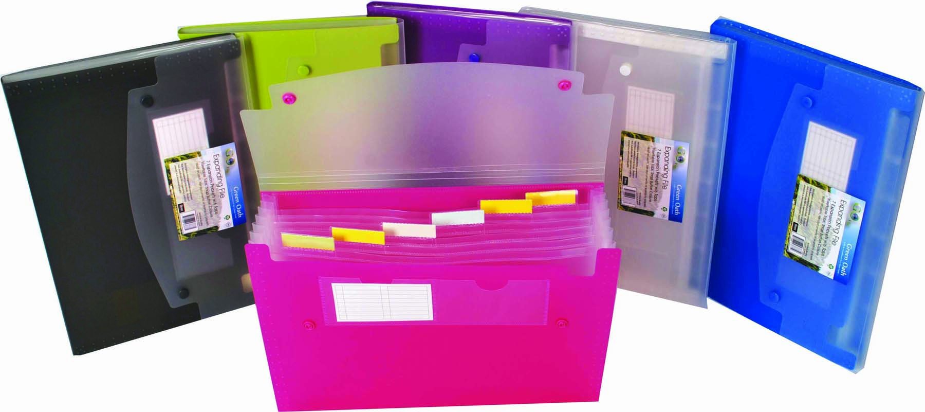 Green Oath Fächermappe, 7 Taschen mit 6 Reitern, Briefgröße, Druckknopfverschluss, Packung mit 6 verschiedenen Farben (50256-4377)