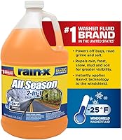Rain-X All Season -25°F 2-in-1 De-Icer & Bug Remover Windshield Washer Fluid, 1 Gallon (6 Pack)