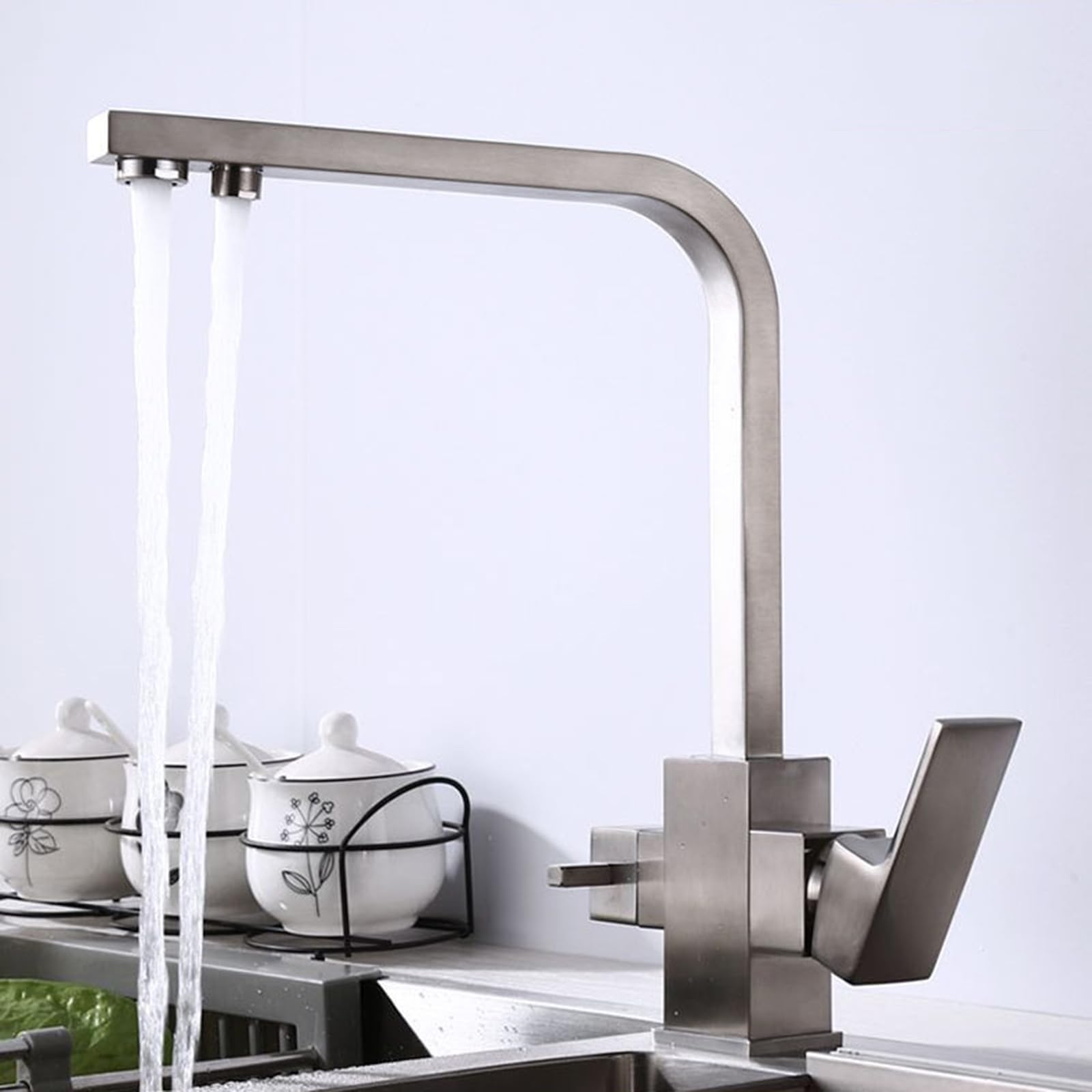 ZYCHSJXA 3 Way Kitchen Tap in 1 Drinking Water Sink Faucet Taps Mixer Brushed