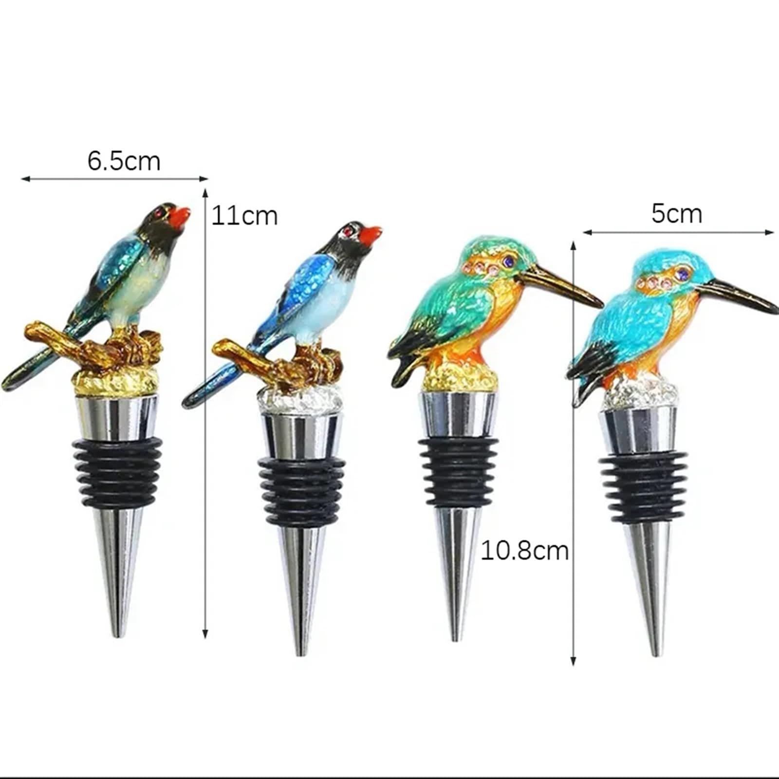 Bouchon de vin, bouchon de bouteille de vin en métal d'oiseau or argent boisson de champagne for cadeau de fête de mariage accessoires de bar à la maison (Color : Silver Magpie)(Golden Magpie)