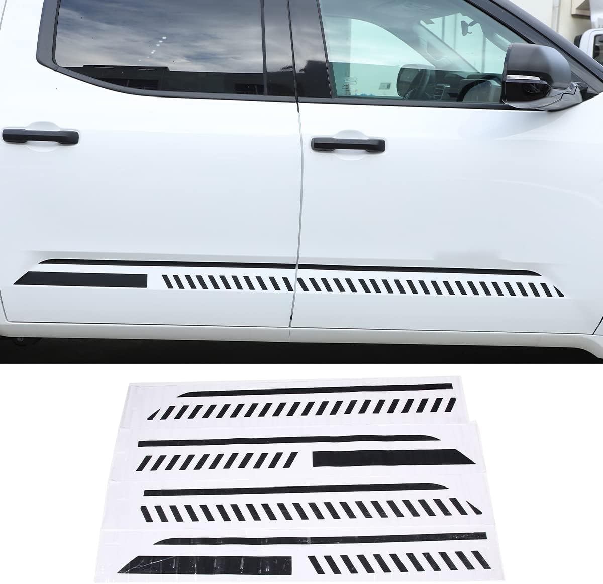 LLKUANG Polyvinyl Chloride Body Side Molding Trim Door Decal Stickers Fit for Toyot@ Tundra 2022 2023,Body Side Skirt Door Edge Stickers-4PCS(Style B)