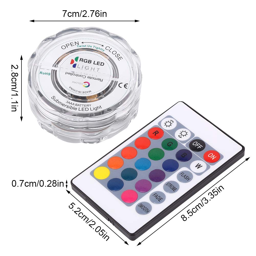 3x Mini LED Tauchlichter - RGB Farbwechsel Mit Fernbedienung Wasserdicht